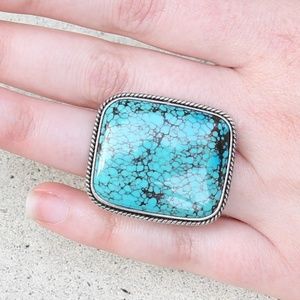 Large Kingman Turquoise cocktail ring size 5